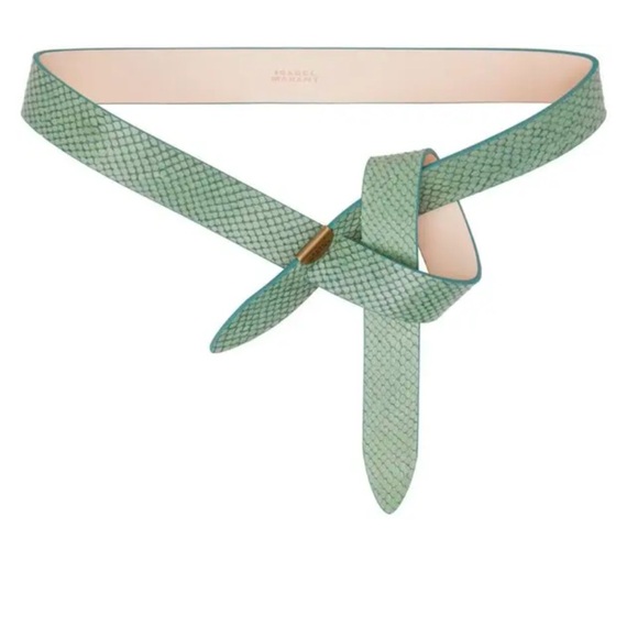 NWT ISABEL MARANT Lecce Embossed Belt in Almond Green - Picture 1 of 4